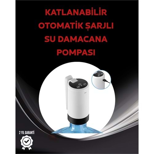 Otomatik Şarjlı Damacana Pompası Ev Ofis Kamp Kullanım