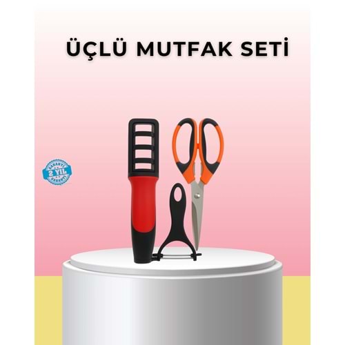 Çok Fonksiyonlu Mutfak Makas Seti – Makas, Bileyici ve Soyacak Dahil (Kopya)