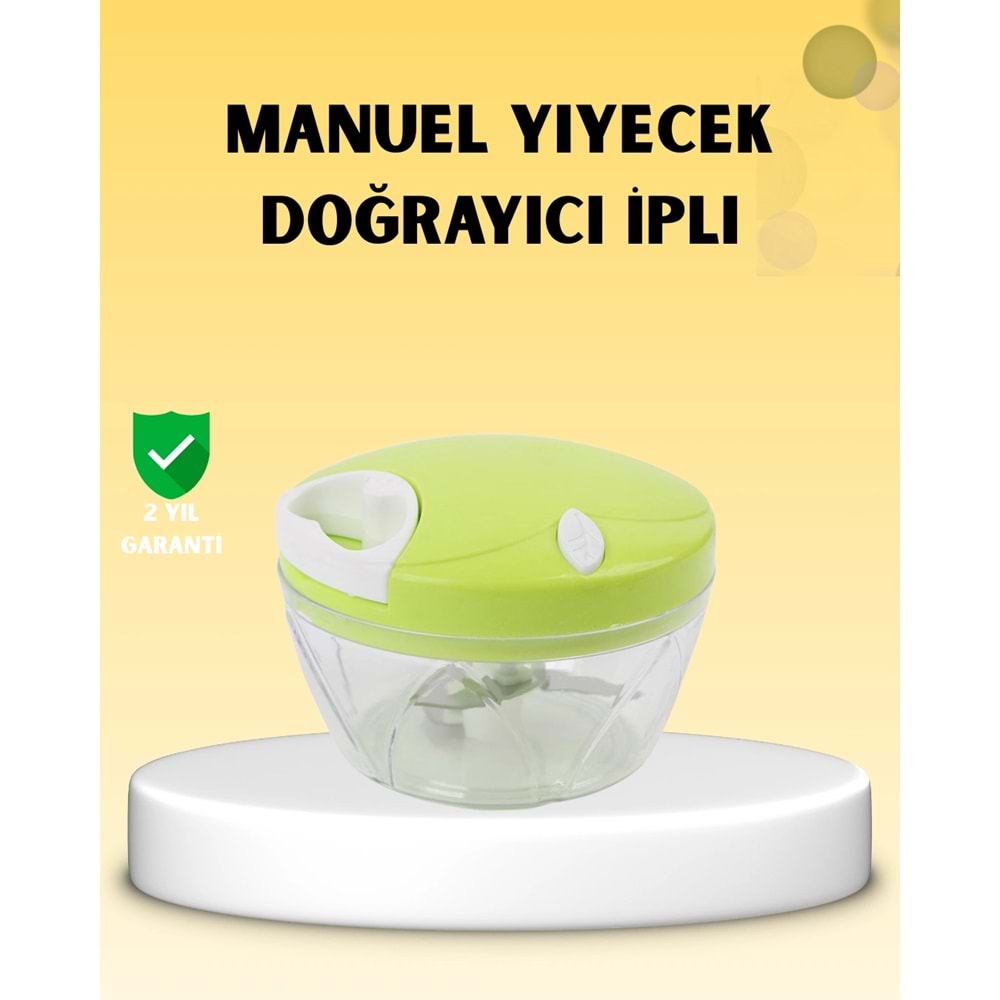 Manuel Yiyecek Doğrayıcı İpli Hızlı Pratik Sebze Kıyıcı