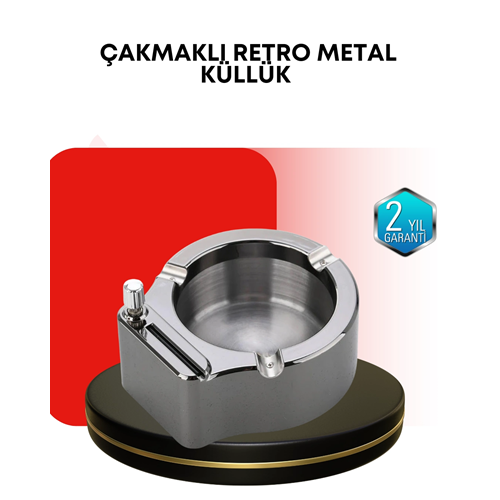 Paslanmaz Çakmaklı Küllük Modern Masa Üstü Aksesuar