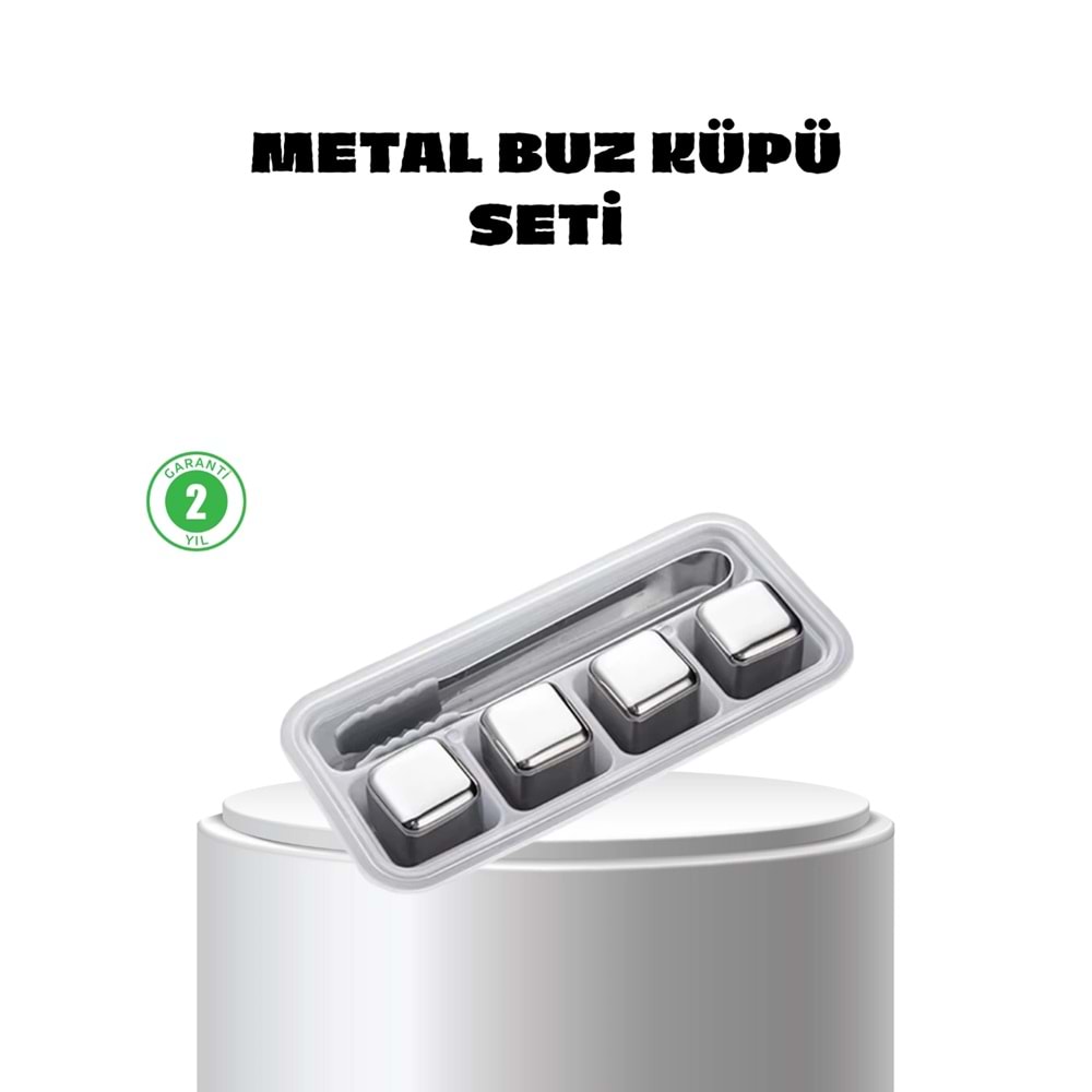 Paslanmaz Çelik Metal Buz Küpü Seti Sulandırmadan Soğutma ve Klips Dahil