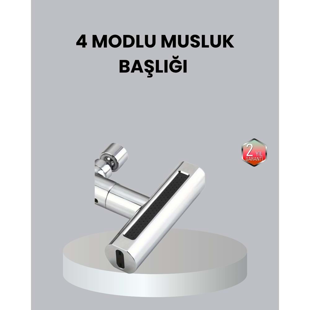 ABS Pirinç Alaşımlı Musluk Başlığı 4 Modlu 360° Dönebilen ve Ekonomik