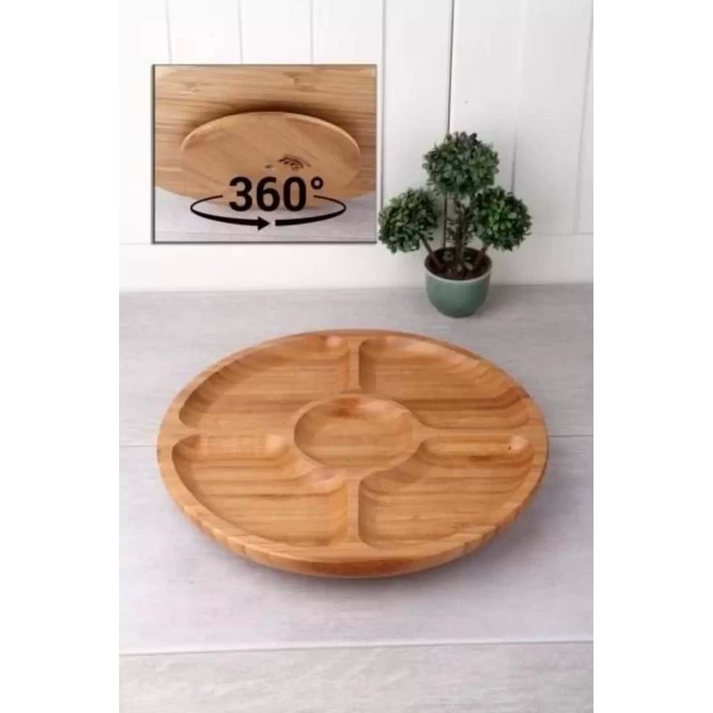 Döner Bambu Sunum Tabağı 5 Bölmeli 25 Cm -BLS DS2525
