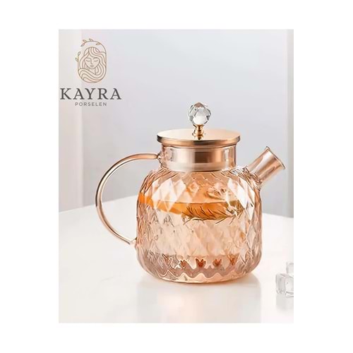 Kabartmalı Borosilikat Cam Demlik 1000ml -CM-2006