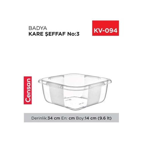 Kare Şeffaf Badya 1 Adet 3 No -E166