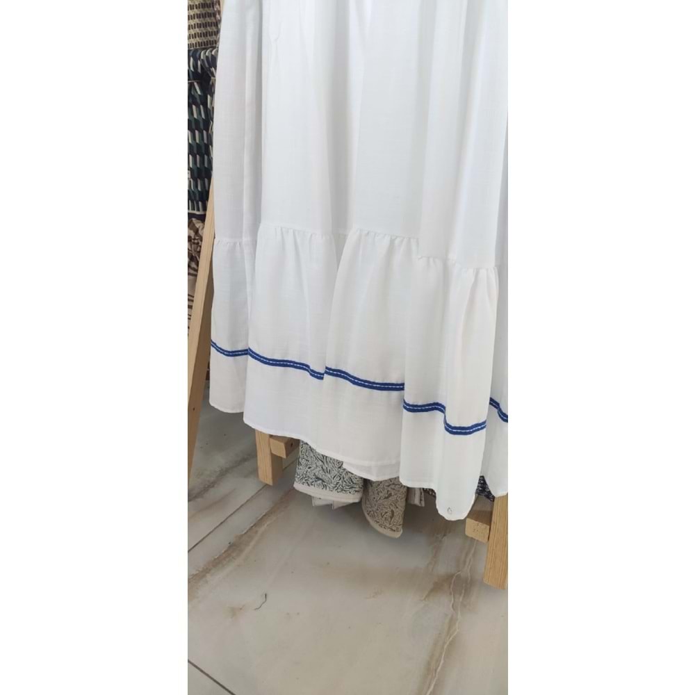 Qumika - Datça Keten Elbise - Beyaz - 2075
