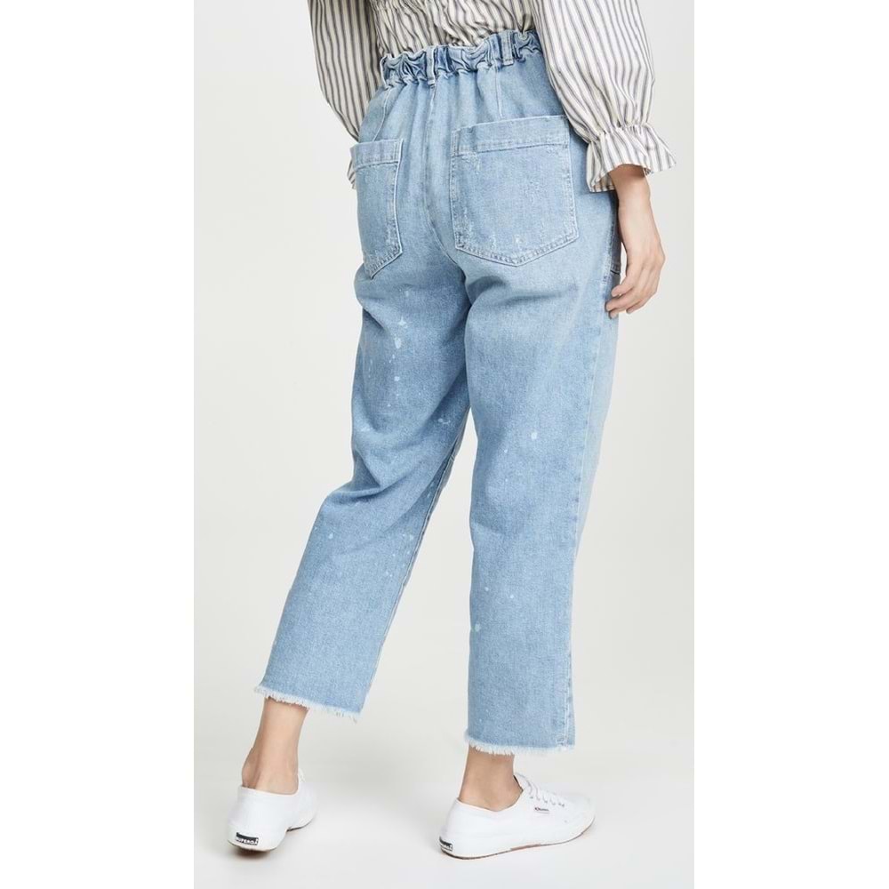 Qumika - Free People Bağcıklı Kot Pantolon - Mavi - XL
