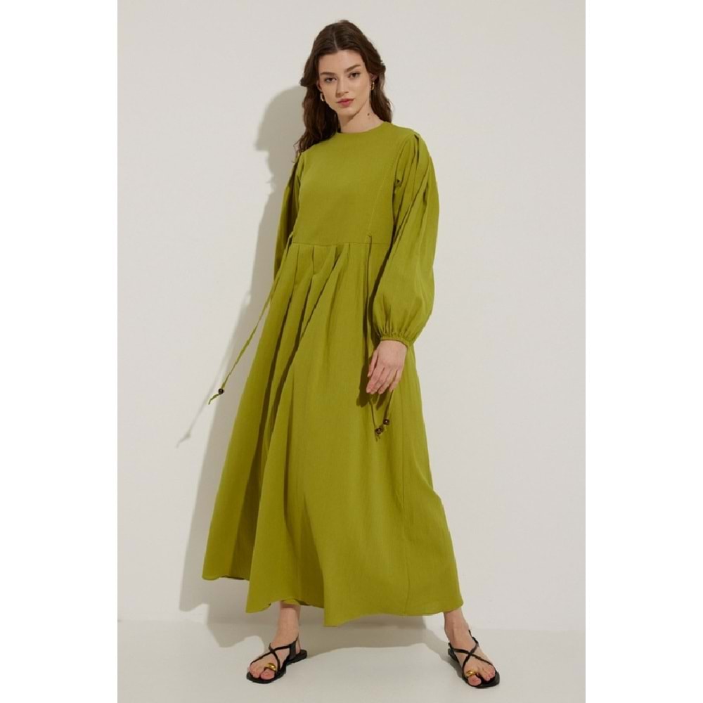 Hooops- Grande Keten Elbise - HY23383 - Yağ Yeşili - XL